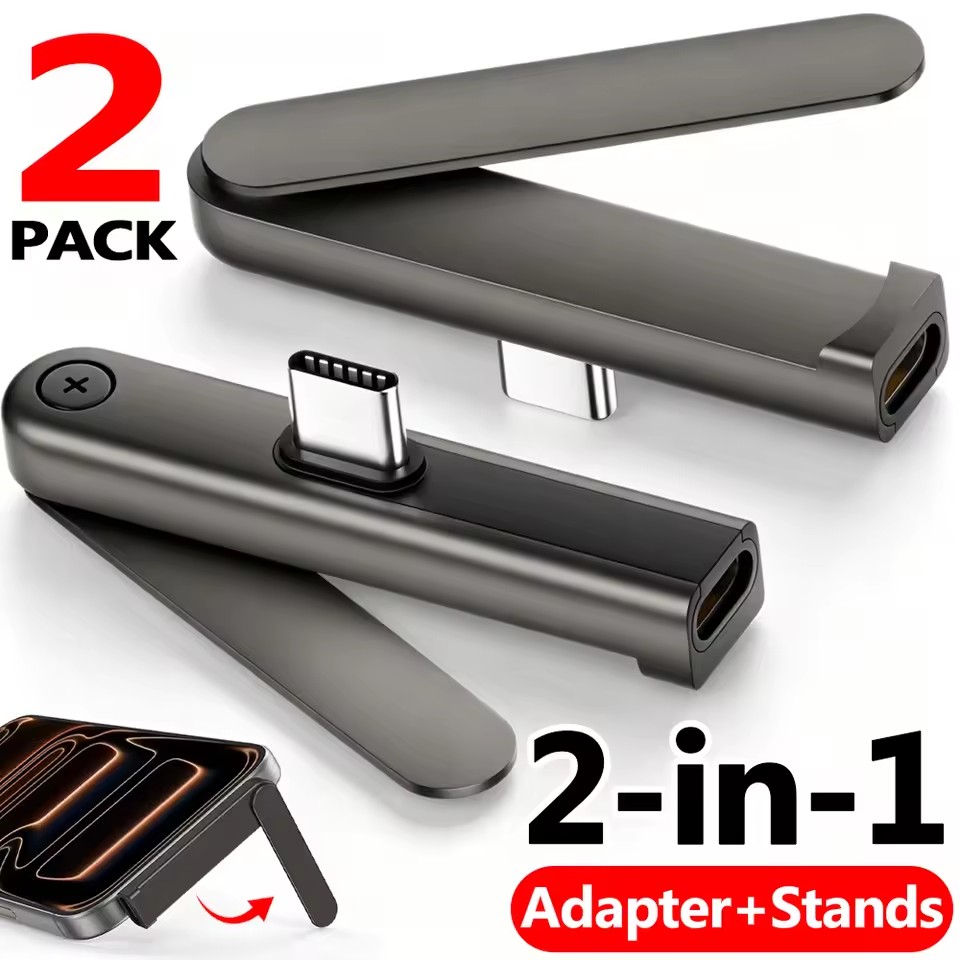 Standing Desk - 2/1 Stück Tragbarer USB-C-auf-3,5-mm-Audio-Adapter, faltbarer Ständer
