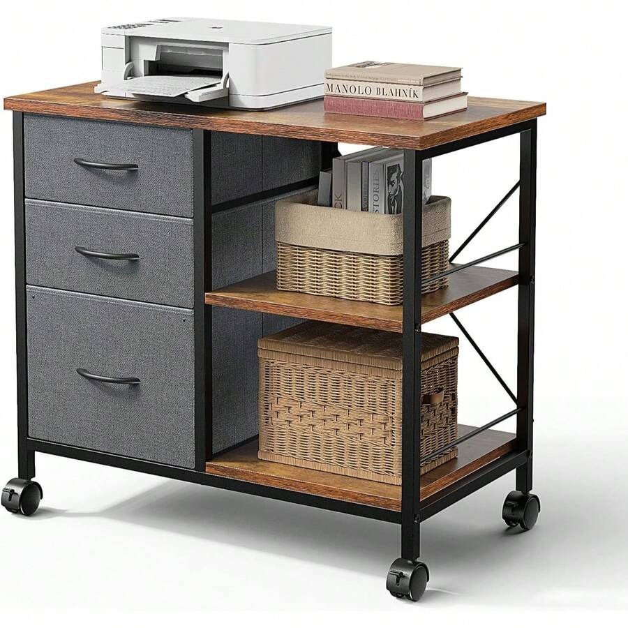 Printer Stand - Sweetcrispy 3-stufiger mobiler Aktenschrank, Druckerständer mit