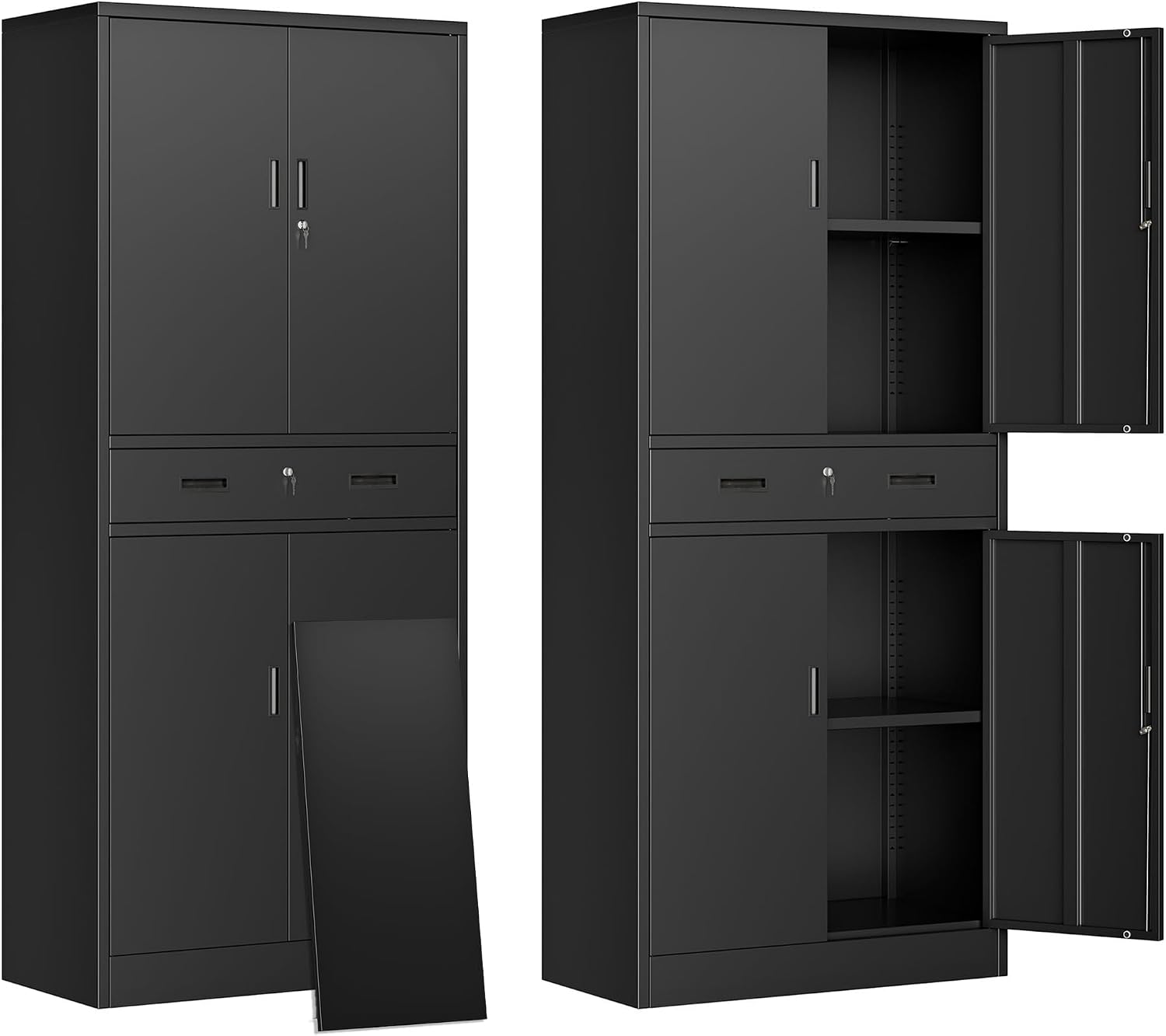 File Cabinet - Hoher Metall-Aufbewahrungsschrank mit Schublade, abschließbarer Werkzeug-